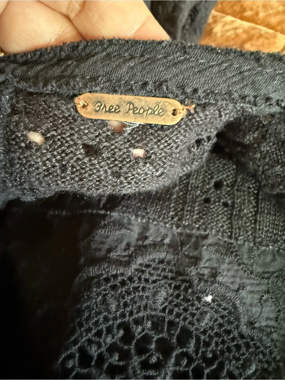 Free People Once Upon A Time Lace Bell Sleeves Top In Black
